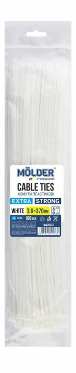 Хомути MOLDER пластикові білі 3,6x370 (100шт.)