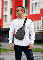 Мужская сумка слинг Brooklyn графитовая, поясная сумка, бананка, сумка через плечо APEX