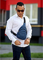 Чоловіча сумка слінг синя, поясна сумка, сумка чоловіча, сумка через плече APEX