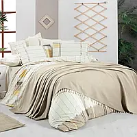 Комплект постельного белья с покрывалом в LUXE ЕВРО размера EVA CARLO Bej , SAREV