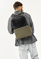 Мужской рюкзак Черный с Хаки, рюкзак из экокожи, удобный рюкзак для парней MIVAX