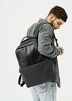 Мужской рюкзак с перфорацией Черный, удобный рюкзак из экокожи, рюкзак для парней MIVAX