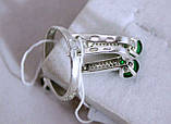 Набір Кільце та Сережки АРТ1184 срібло 925 проба Зелений, фото 8