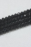 Бусы хрустальные 6-7 мм на нитке Цвет черный