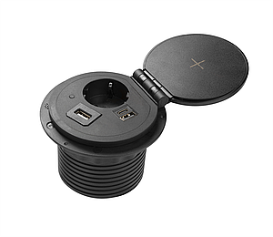 Подовжувач Вбудований Charger Plus Індукційна Зарядка , 1 Роз. Schuko, Usb A+C, Hdmi, Rj45, 1,5 м, Чорний GTV