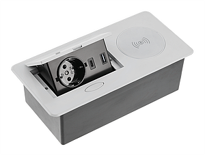 Подовжувач вбудований Avaro Plus Індукційне Заряджання, 1 Рожевий. Schuko, Usb A+C, 5W, 1,5 м, Срібло GTV