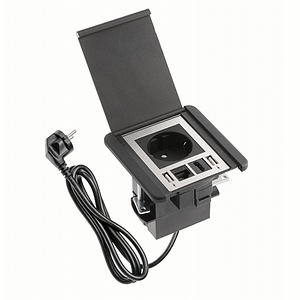 Подовжувач Врізний Квадратний Flip, 1Xschuko, 2Xusb A, 1Xrj45, 1Xhdmi, Кабель З Вилкою 1,5М, Чорний (Ae-Gm1Sfli-20) GTV