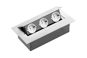 Подовжувач Врізний В Стіл Ae-Pb03Gs-10, 3Xschucko, макс. 3600Вт, 16А, Ip20, 220-240В / 50-60Гц, Без Кабелю, Білий GTV