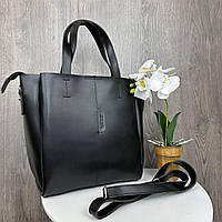 Большая женская сумка качественная модная сумочка на плечо для девушки черная Toyvoo Велика жіноча сумка