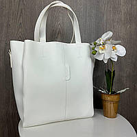 Большая женская сумка качественная белая модная сумочка на плечо деловая для женщины Toyvoo Велика жіноча