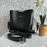 Женская сумка стиль Zara на плечо сумочка Зара черная эко кожа люкс качество Toyvoo Жіноча сумка стиль Zara на