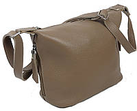 Женская кожаная сумка на ремне Borsacomoda бежевая. Toyvoo Наплічна жіноча шкіряна сумка на ремені Borsacomoda