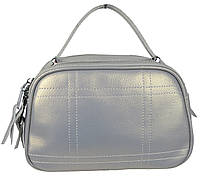 Небольшая женская кожаная сумка серебристая Toyvoo Невелика жіноча шкіряна сумка срібляста