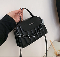 Модная черная маленькая женская сумочка клатч с цепочкой с ремнем на плечо Toyvoo Модна чорна маленька жіноча