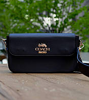 Черная женская мини сумка Coach black Coach Эко кожа Toyvoo Чорна жіноча міні сумка Coach black Coach Еко