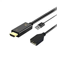 Перехідник відео DisplayPort-HDMI F/M (DP-екран) Lucom (84.00.7162) v1.2 4K@60Hz 0.15m USB-Power