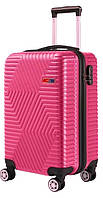 Малый пластиковый чемодан на колесах 45L GD Polo розовый Toyvoo Мала пластикова валіза на колесах 45L GD Polo