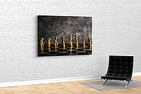 Картина в гостиную спальню кабинет для интерьера Золотые шахматы KIL Art 51x34 см (607) z16-2024