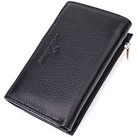 Кожаный женский кошелек в три добавления ST Leather Черный Toyvoo Шкіряний жіночий гаманець у три додавання ST