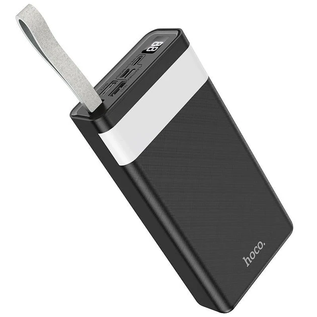Зовнішній акумулятор повербанк Power bank Hoco J73 30000mAh |2USB/Type-C/Micro, Ліхтарик, 2A | Чорний