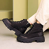 Ботинки женские на осень Черные демисезонные ботинки Toyvoo Черевики жіночі на осінь Чорні демісезонні ботінки