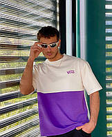 Футболка мужская оверсайз фиолетовая футболка с белым VS3 - purple Toyvoo Футболка чоловіча оверсайз футболка