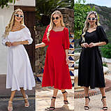 Стильне плаття жіноче міді довжини рукава на резинці Тканина костюмна S,M,L,XL, фото 2