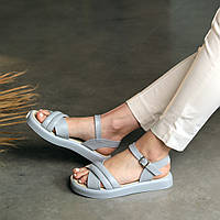 Сандалі блакитні для жінок літнє жіноче взуття шкіряні босоніжки Auris Toyvoo