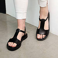 Черные сандалии для женщины босоножки кожаные женские босоножки Toyvoo Чорні сандалі для жіноки босоножки