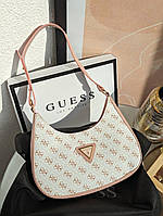 Сумка Guess женская ГЭС мини клатч на плечо белый+розовый Люкс качество