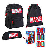 Набор 3в1 Марвел Marvel Рюкзак, пенал и пенал наполнен и сумка для обуви