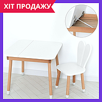 Детский столик и стульчик для занятий и игр деревянный Bambi 04-025W-DESK белый