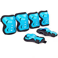 Защита детская наколенники, налокотники, перчатки Record (8-12лет, цвета в ассортименте) Черный/голубой