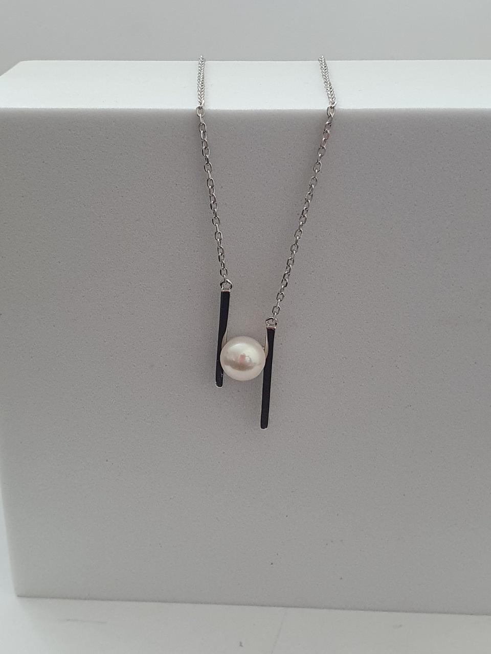 Кольє срібне з кулоном перлина, фото 1