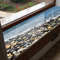 Покриття для підвіконня, м'яке скло з фотодруком Морський прибій 35х100 см ПО-tx375