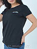44,46,48,50,52,54. Жіноча однотонна футболка з бавовняного матеріалу - чорна, фото 7