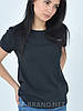 44,46,48,50,52,54. Жіноча однотонна футболка з бавовняного матеріалу - чорна, фото 6