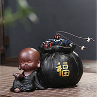 Чайница монах Фукуро Кансю черная, чайница для чая
