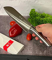 Кухонный нож Сантоку 180 мм рукоять металл, нож японский кухонный поварской шеф нож профессиональный as443