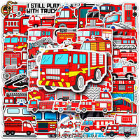 Набор наклеек Пожарные машины Fireman Truck 50 шт