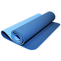 Коврик SNS для фитнеса и йоги синий ТРЕ-6мм-С+С