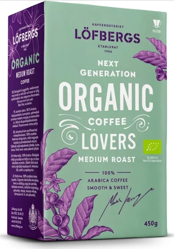 Кава мелена Lofbergs Organic Medium Roast 450г, Швеція