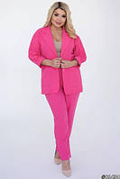 Жіночий брючний костюм з піджаком #4/005/34 льон жакет + штани (50-52,54-56,58-60 батал розміри)