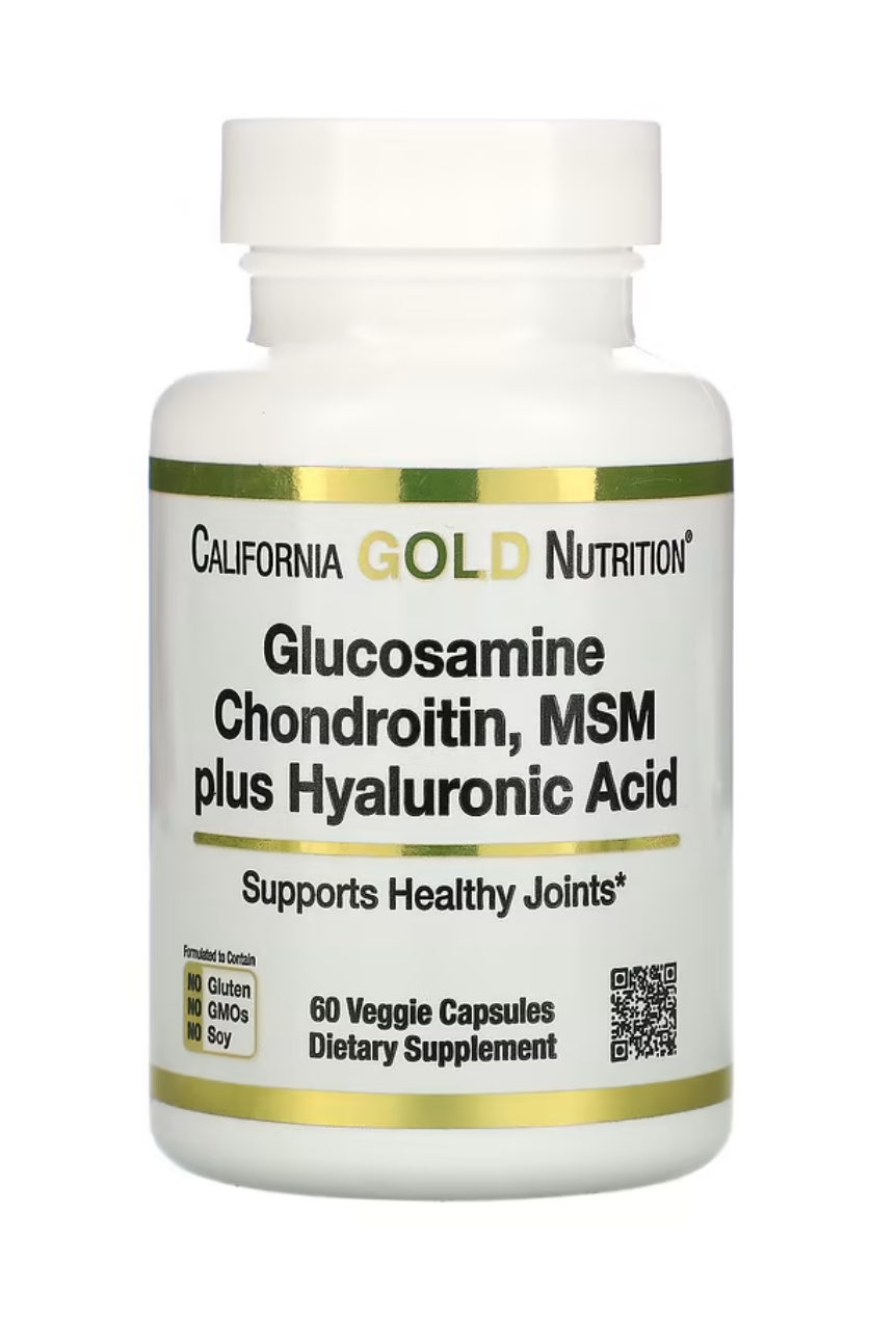 California Gold Glucosamine Chondroitin MSM plus Hyaluronic Acid 60 Veggie Capsules