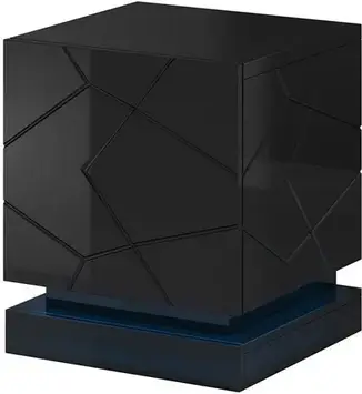 Шафа Cama Meble Szafka Nocna Qiu 2Szt. 46X41,5Xh53 Czarny Połysk/Czarny Połysk