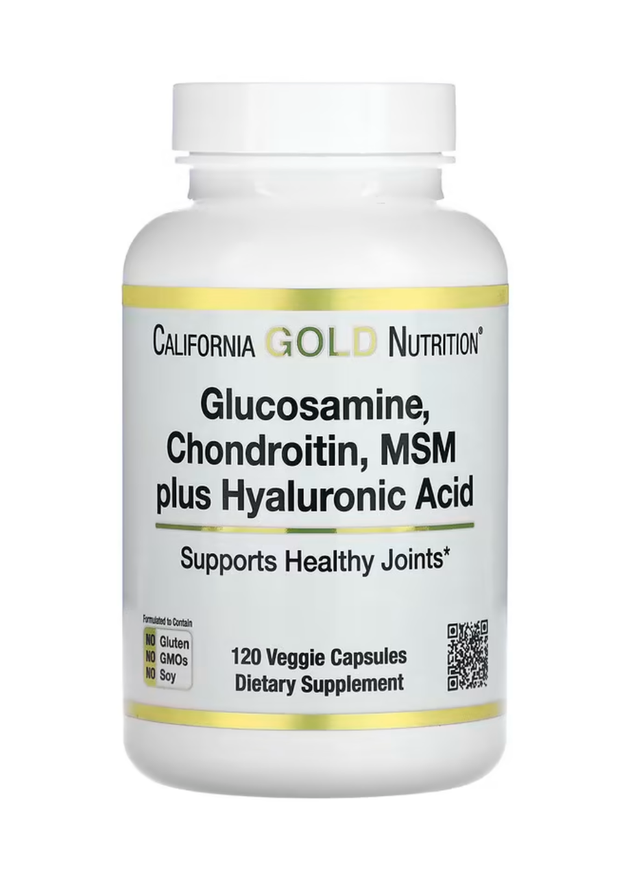 California Gold Glucosamine Chondroitin MSM plus Hyaluronic Acid 120 Veggie Capsules