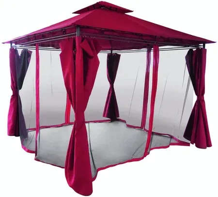 Альтанка Saska Garden Pawilon Ogrodowy 3X3X2.6M Z Zasłonami I Moskitierą Bordowy 1055534, фото 1