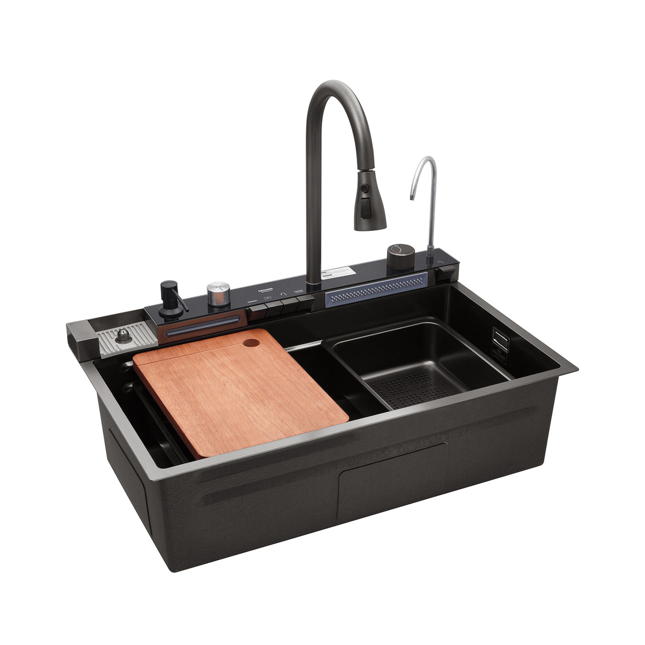 Кухонна мийка Kroner KRP Schwarze - SET7546ARTHM PVD (3.0/0.8 мм), фото 1