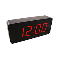 Настольные электронные LED часы от сети+батарейка (температура, дата, будильник) VST-865 Черные с красным ag