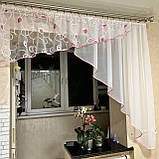 Асиметрична тюль. Тюль на один бік. Тюль на кухню на одну сторону. Коротка тюль, фото 8